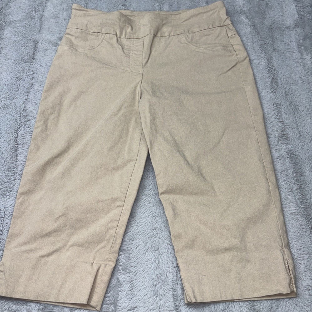 Ruby RD. Capri Pants Women 10P Beige Cotton Stretch High-Rise‎ Curvy